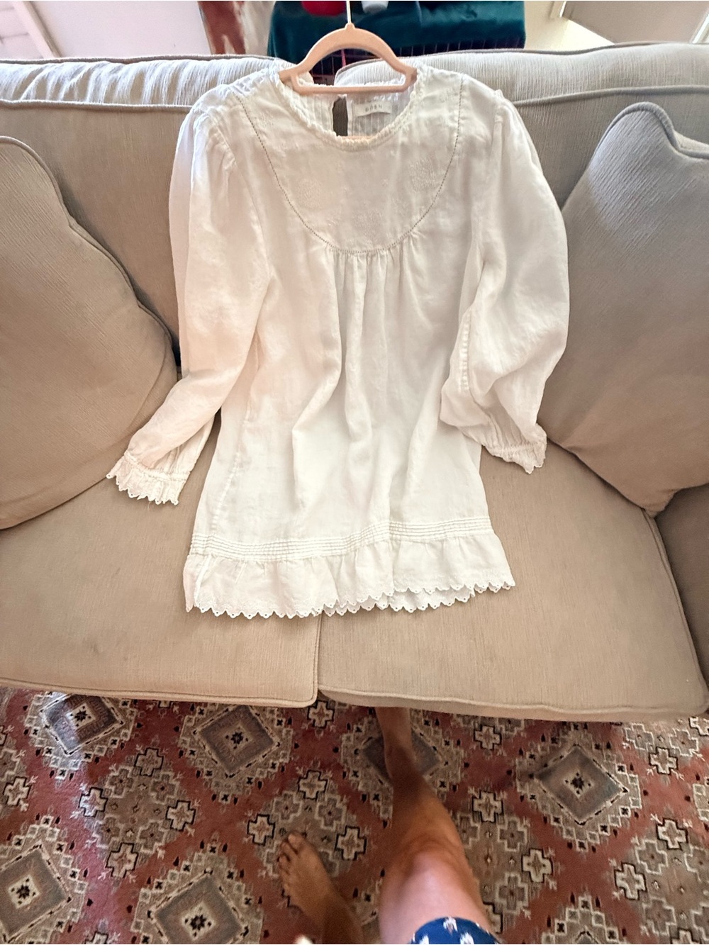 Doen White Lace-Trim Mini Dress-large